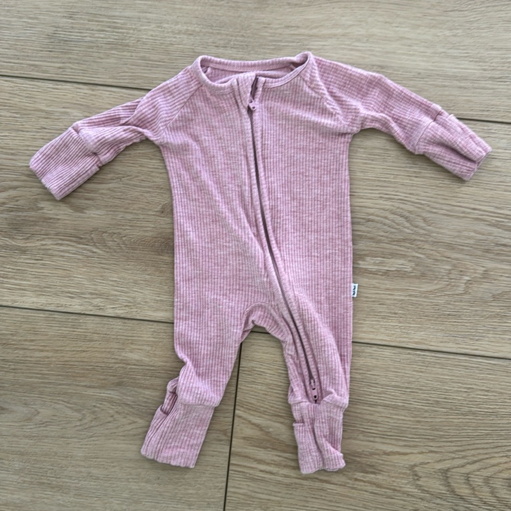 Rose Pink Ribbed Zippy Little Sleepies